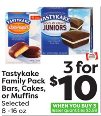 Weis Markets Tastykake family pack bars, cakes, or muffins offer