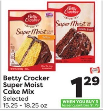 Weis Markets Betty crocker super moist cake mix offer