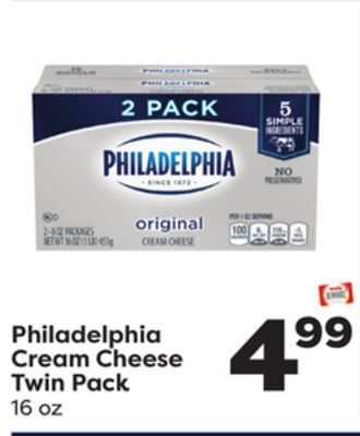 Weis Markets Philadelphia cream cheese twin pack offer