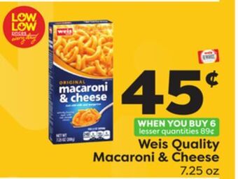 Weis Markets Weis quality macaroni & cheese offer