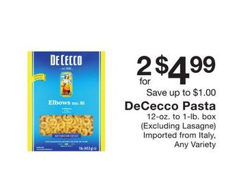 Fairway Store Market Dececco pasta offer