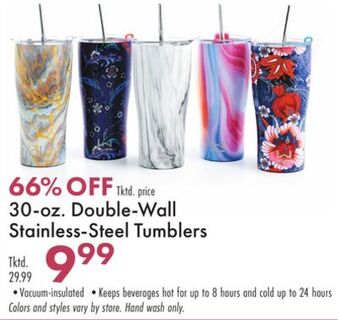 Boscov's 30-oz. double-wall stainless-steel tumblers offer