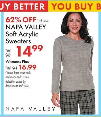 Boscov's Napa valley soft acrylic sweaters offer