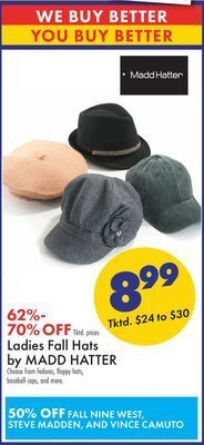 Boscov's Ladies fall hats by madd hatter offer