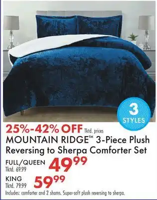 Boscov's Mountain ridge™ 3-piece plush reversing to sherpa comforter set offer