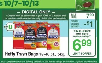 ACME Hefty trash bags offer