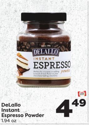 Weis Markets Delallo instant espresso powder offer