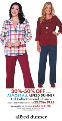 Boscov's Alfred dunner fall collections and classics offer