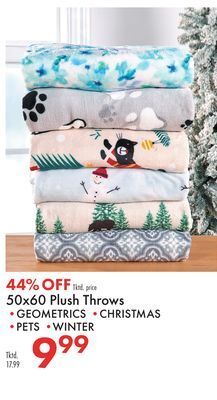 Boscov's 50x60 plush throws offer
