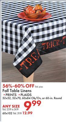 Boscov's Fall table linens offer