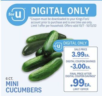 Kings Food Markets Mini cucumbers offer