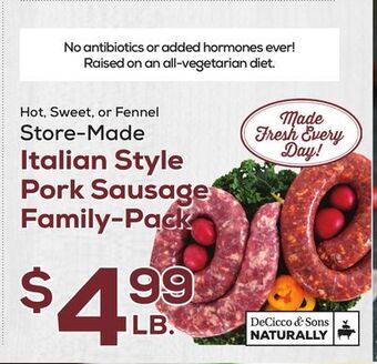 DeCicco & Sons Italian style pork sausage family-pack offer