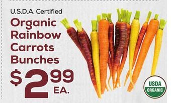 DeCicco & Sons Organic rainbow carrots bunches offer