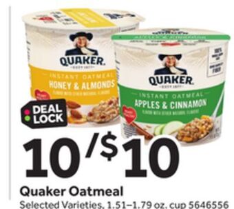 Stop&Shop Quaker oatmeal offer
