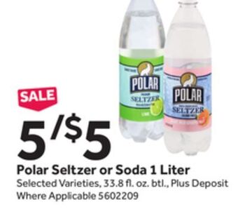 Stop&Shop Polar seltzer or soda 1 liter offer