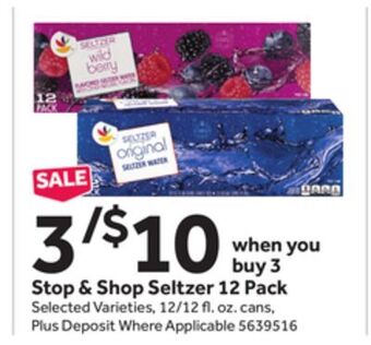 Stop&Shop Stop & shop seltzer 12 pack offer