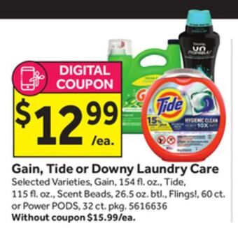 Stop&Shop Gain, tide or downy laundry care offer