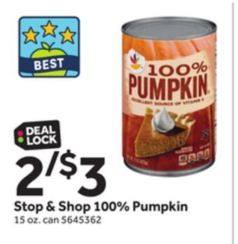 Stop&Shop Stop shop 100% pumpkin offer