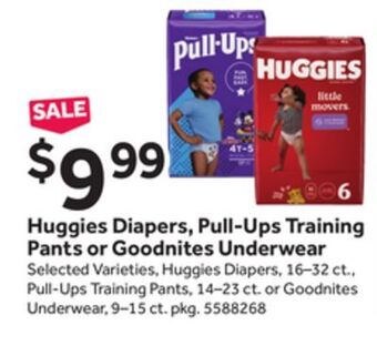 Stop&Shop Huggies diapers, pull-ups training pants or goodnites underwear offer