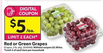 Stop&Shop Red or green grapes offer