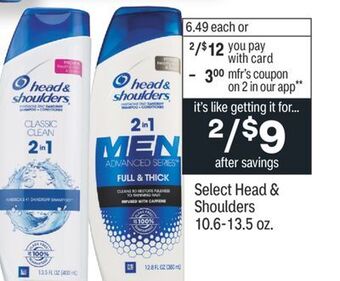 CVS Select head & shoulders 10.6-13.5 oz offer