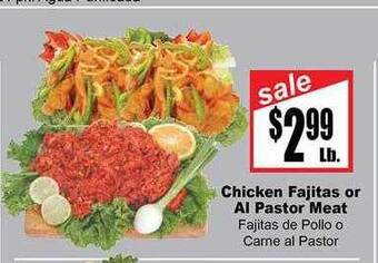 Rancho Markets Chicken fajitas or al pastor meat offer