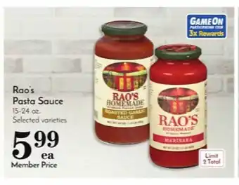 Pavilions Rao's pasta sauce select varieties offer