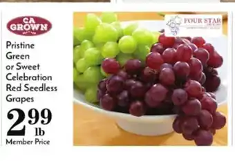 Pavilions Ca grown pristine green or sweet celebration red seedless grapes offer