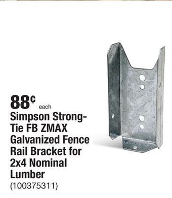 The Home Depot Simpson strong-tie fb zmax galvanized fence rail bracket for 2x4 nominal lumber offer