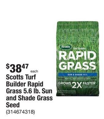 The Home Depot Scotts turf builder rapid grass 5.6 lb. sun and shade grass seed offer