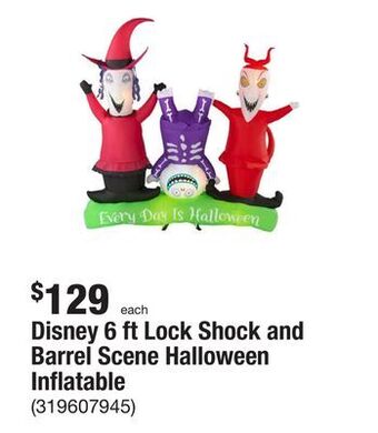 The Home Depot Disney 6 ft lock shock and barrel scene halloween inflatable offer