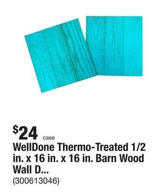 The Home Depot Welldone thermo-treated 1/2 in. x 16 in. x 16 in. barn wood wall decorative panel / picture frame (4 sq. ft. per 2-pack) offer