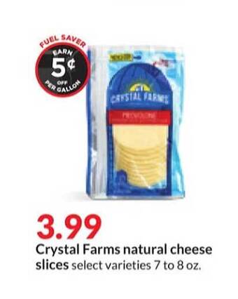 Hy-Vee Crystal farms natural cheese slices offer