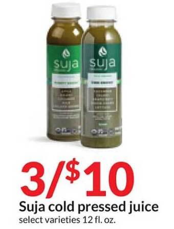 Hy-Vee Suja cold pressed juice offer