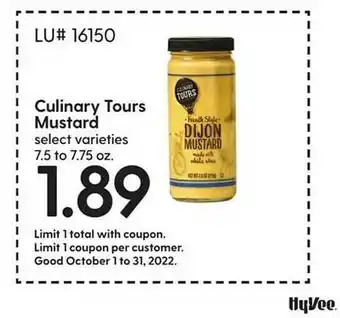 Hy-Vee Culinary tours mustard offer