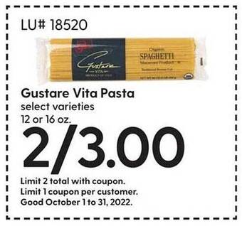 Hy-Vee Gustare vita pasta offer