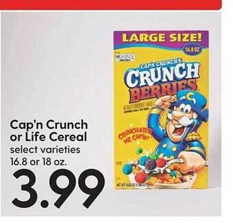 Hy-Vee Cap'n crunch or life cereal offer