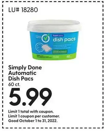 Hy-Vee Simply done automatic dish pacs offer