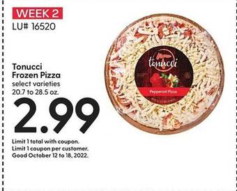 Hy-Vee Tonucci frozen pizza offer