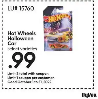 Hy-Vee Hot wheels halloween car offer