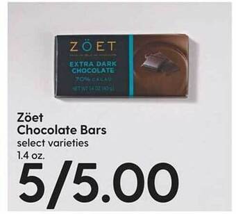 Hy-Vee Zöet chocolate bars offer