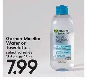 Hy-Vee Garnier micellar water or towelettes offer
