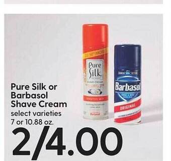 Hy-Vee Pure silk or barbasol shave cream offer