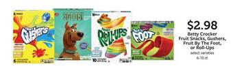 Fareway Betty crocker fruit snacks gushers fruit by the foot or roll-ups offer