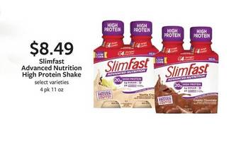 Fareway Slimfast advanced nutrition high protein shake offer