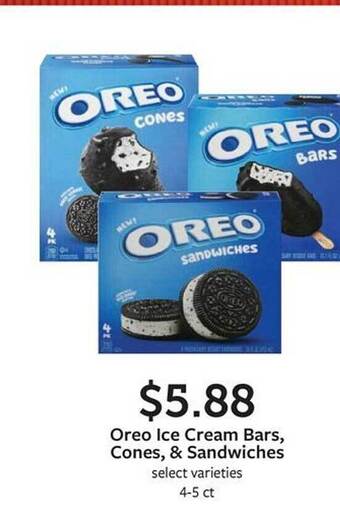 Fareway Oreo ice cream bars cones & sandwiches offer