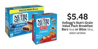 Fareway Kellogg's nutri-grain value pack breakfast bars or bites offer