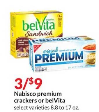 Hy-Vee Nabisco premium crackers or belvita offer