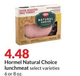 Hy-Vee Hormel natural choice lunchmeat offer