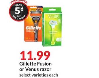 Hy-Vee Gillette fusion or venus razor offer